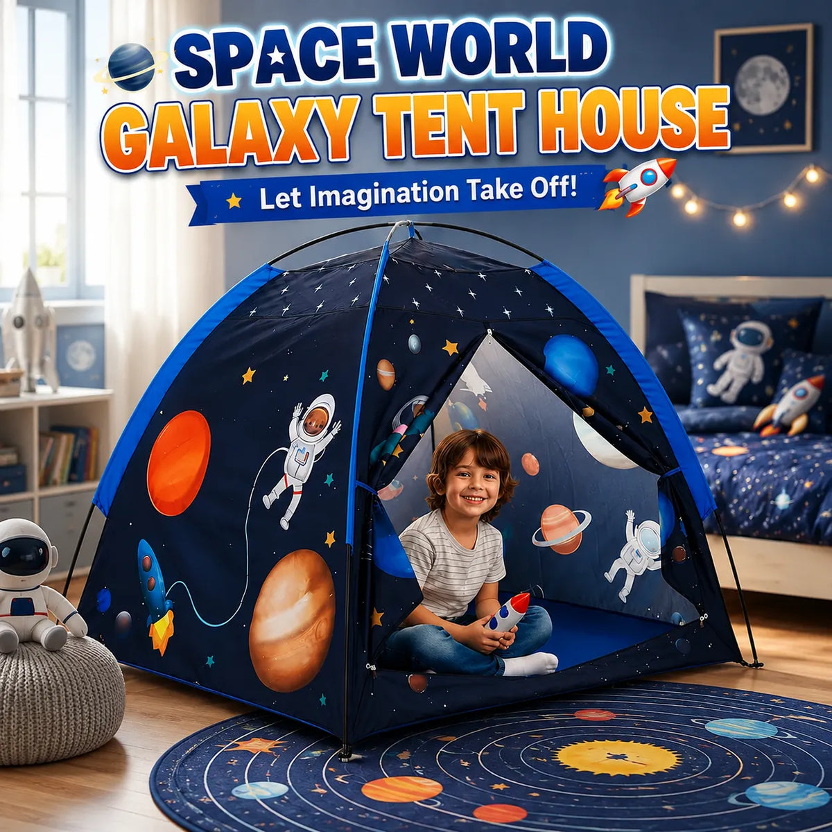 Space World Galaxy Indoor Play Tent House for Kids – Planetarium & Fort