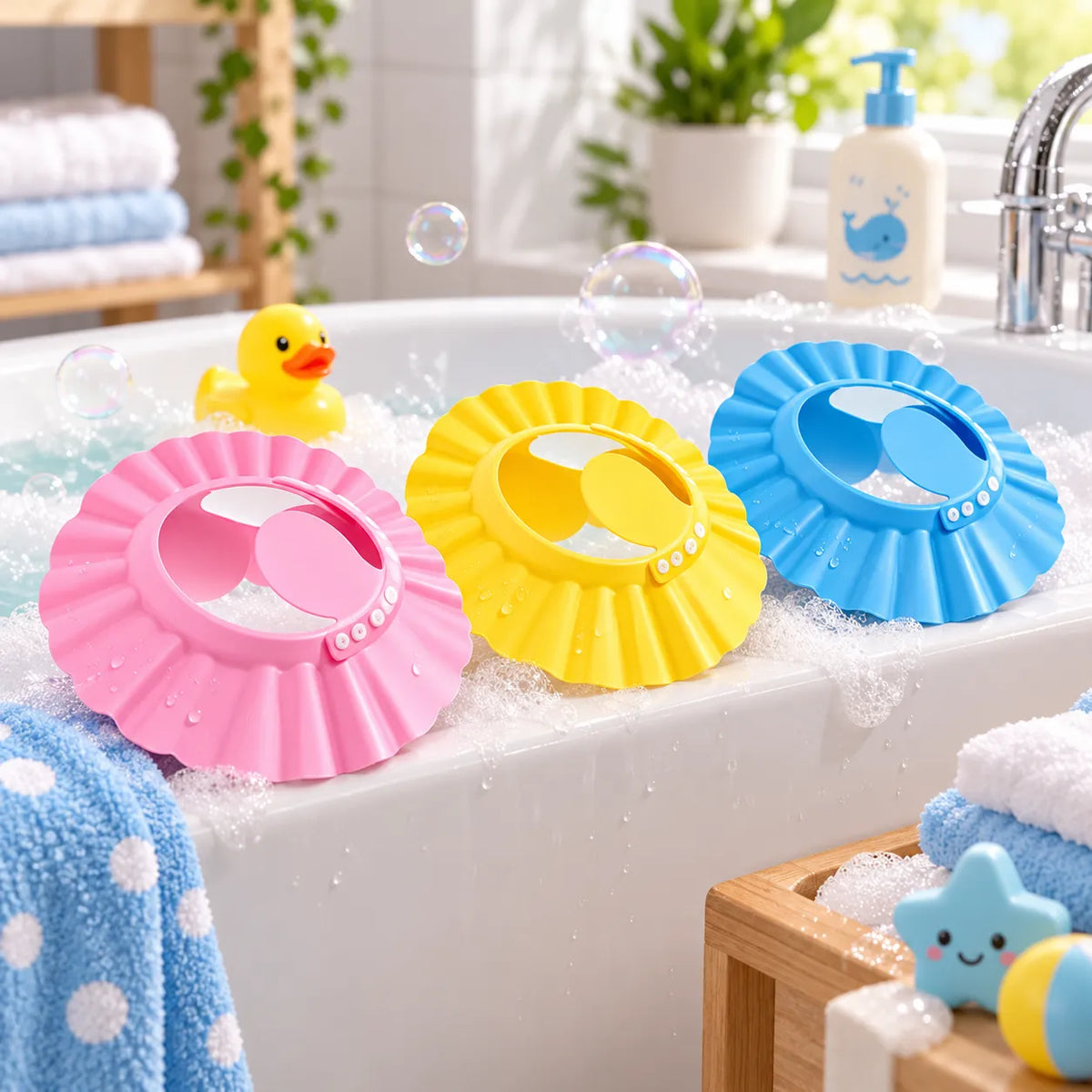 SplashGuard Baby Shower Visor Cap – Adjustable Baby Shampoo Bath Cap | Toynic Kids Zone
