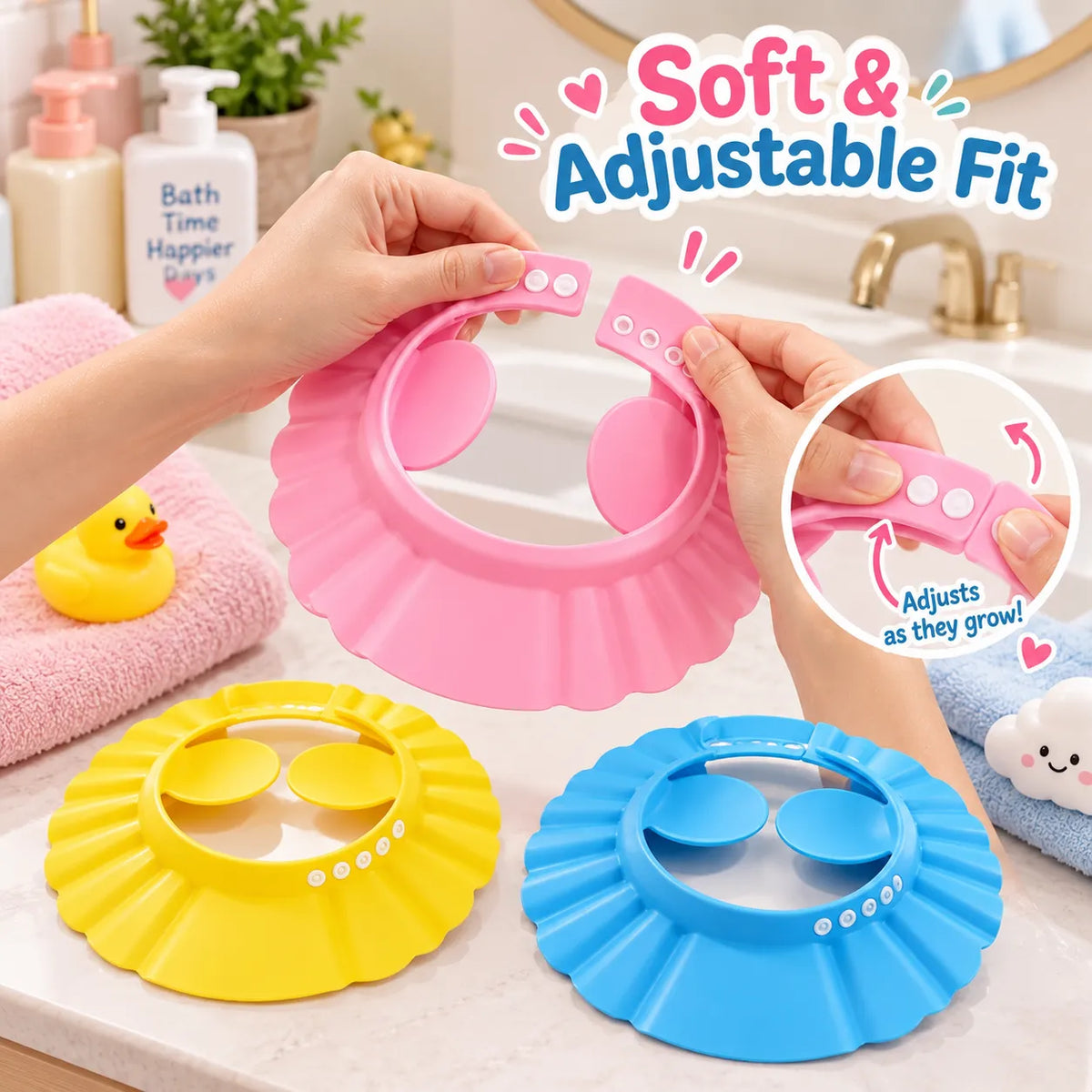 SplashGuard Baby Shower Visor Cap – Adjustable Baby Shampoo Bath Cap | Toynic Kids Zone