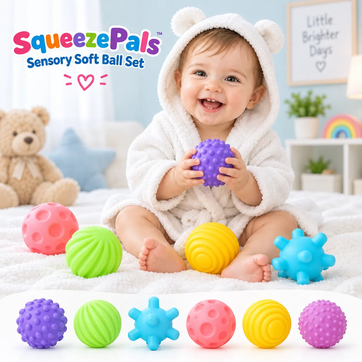 SqueezePals Sensory Soft Ball Set – Textured Teething Ball Set