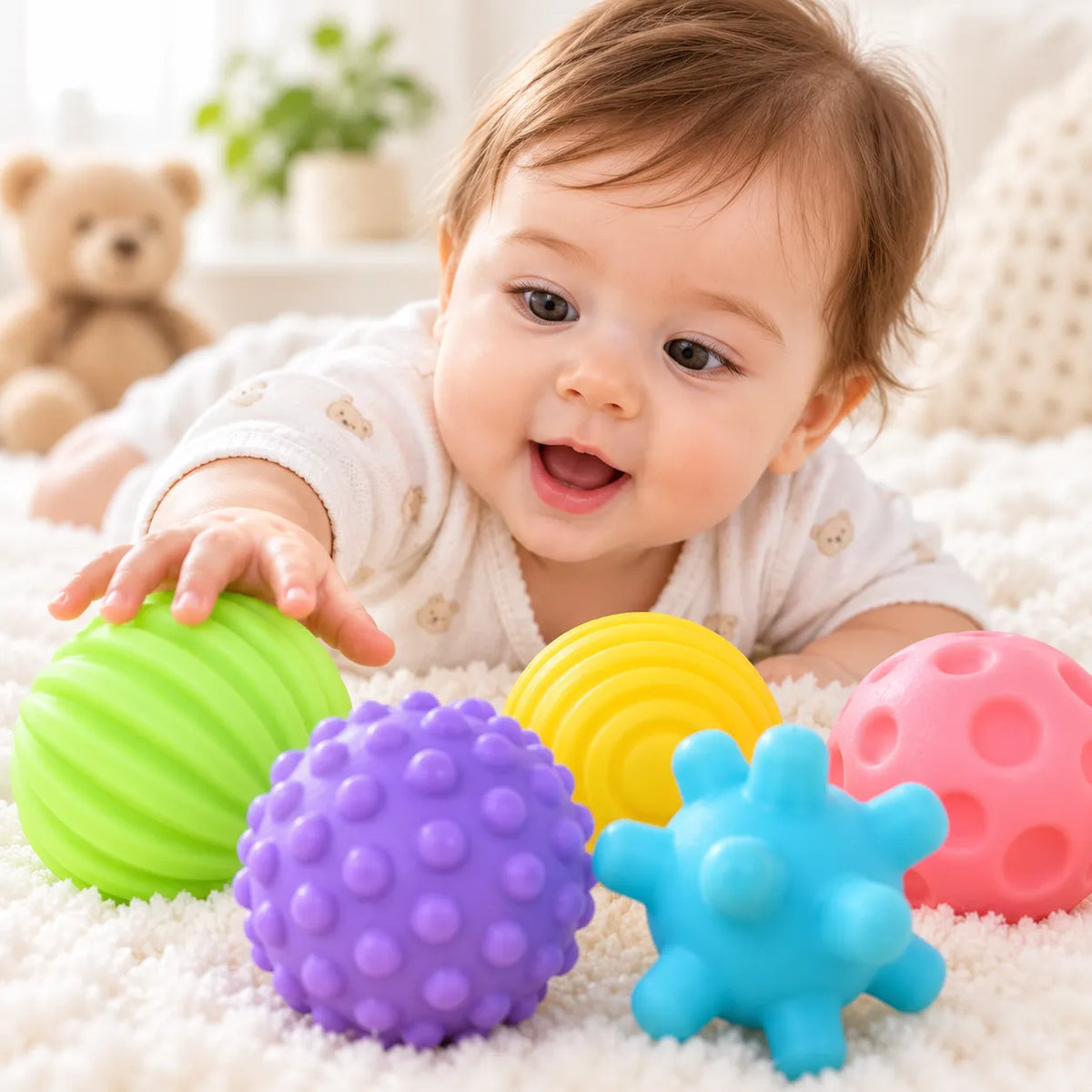 SqueezePals Sensory Soft Ball Set – Textured Teething Ball Set