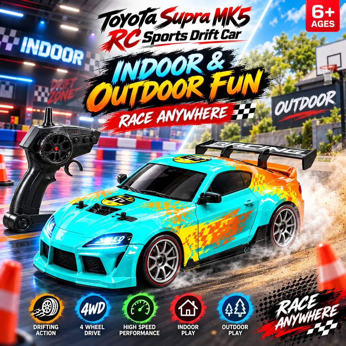 Toyota Supra MK5 RC Sports Drift Car – Remote Control Drift Racing Toy for Kids