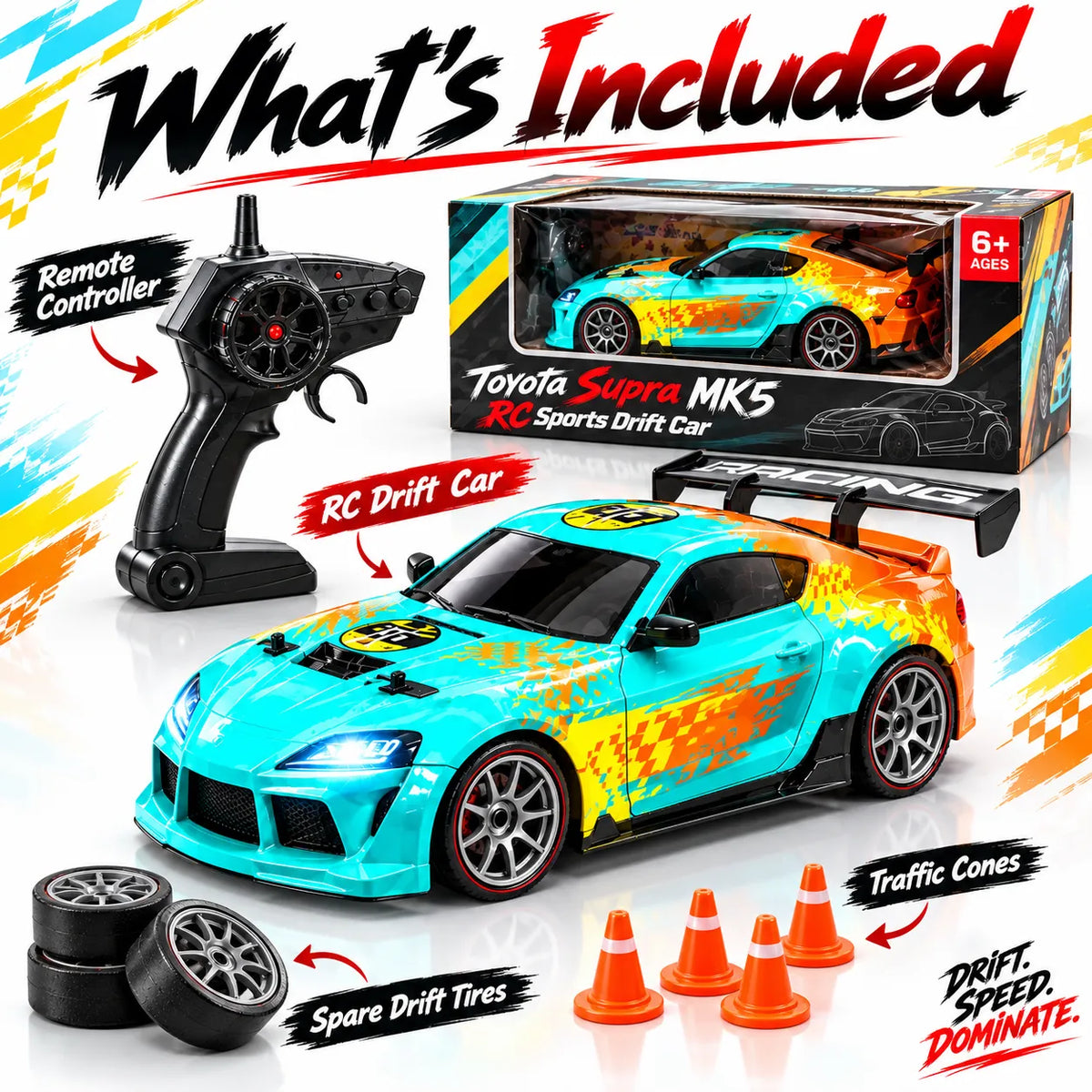 Toyota Supra MK5 RC Sports Drift Car – Remote Control Drift Racing Toy for Kids