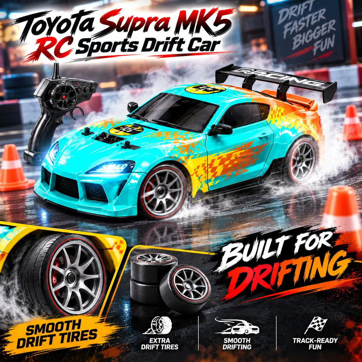 Toyota Supra MK5 RC Sports Drift Car – Remote Control Drift Racing Toy for Kids