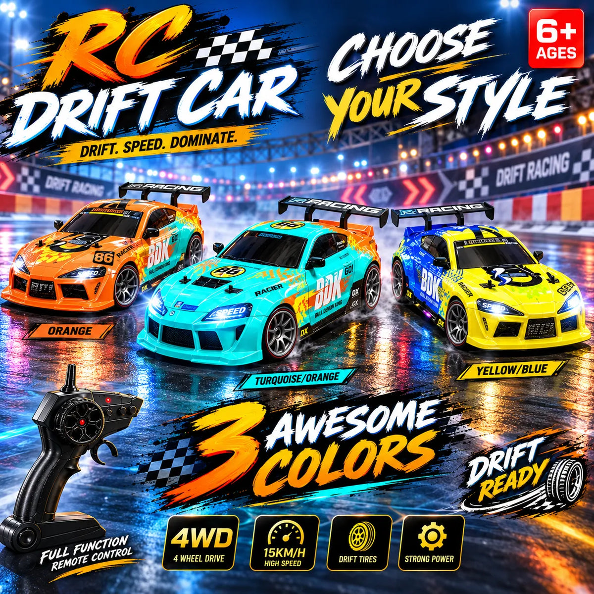 Toyota Supra MK5 RC Sports Drift Car – Remote Control Drift Racing Toy for Kids