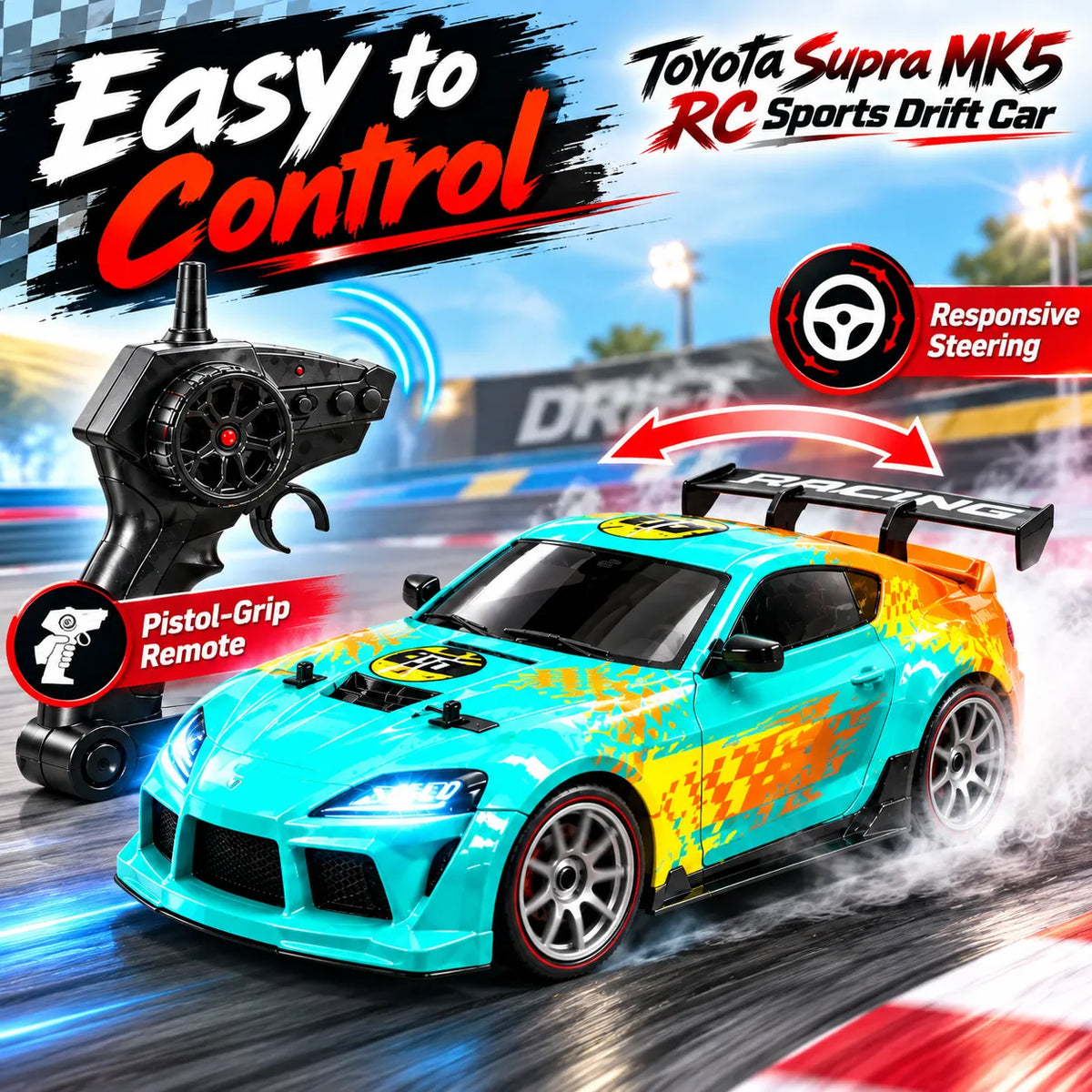 Toyota Supra MK5 RC Sports Drift Car – Remote Control Drift Racing Toy for Kids