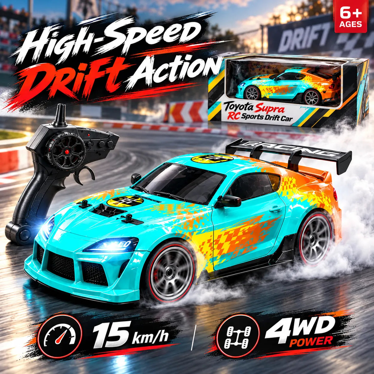 Toyota Supra MK5 RC Sports Drift Car – Remote Control Drift Racing Toy for Kids