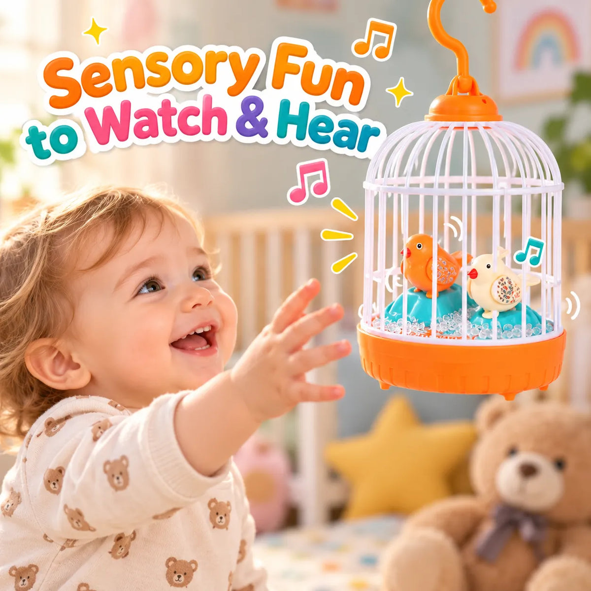 TweedleBird Singing Bird Cage Toy – Musical Light & Sound Sensory Toy | Toynic Kids Zone