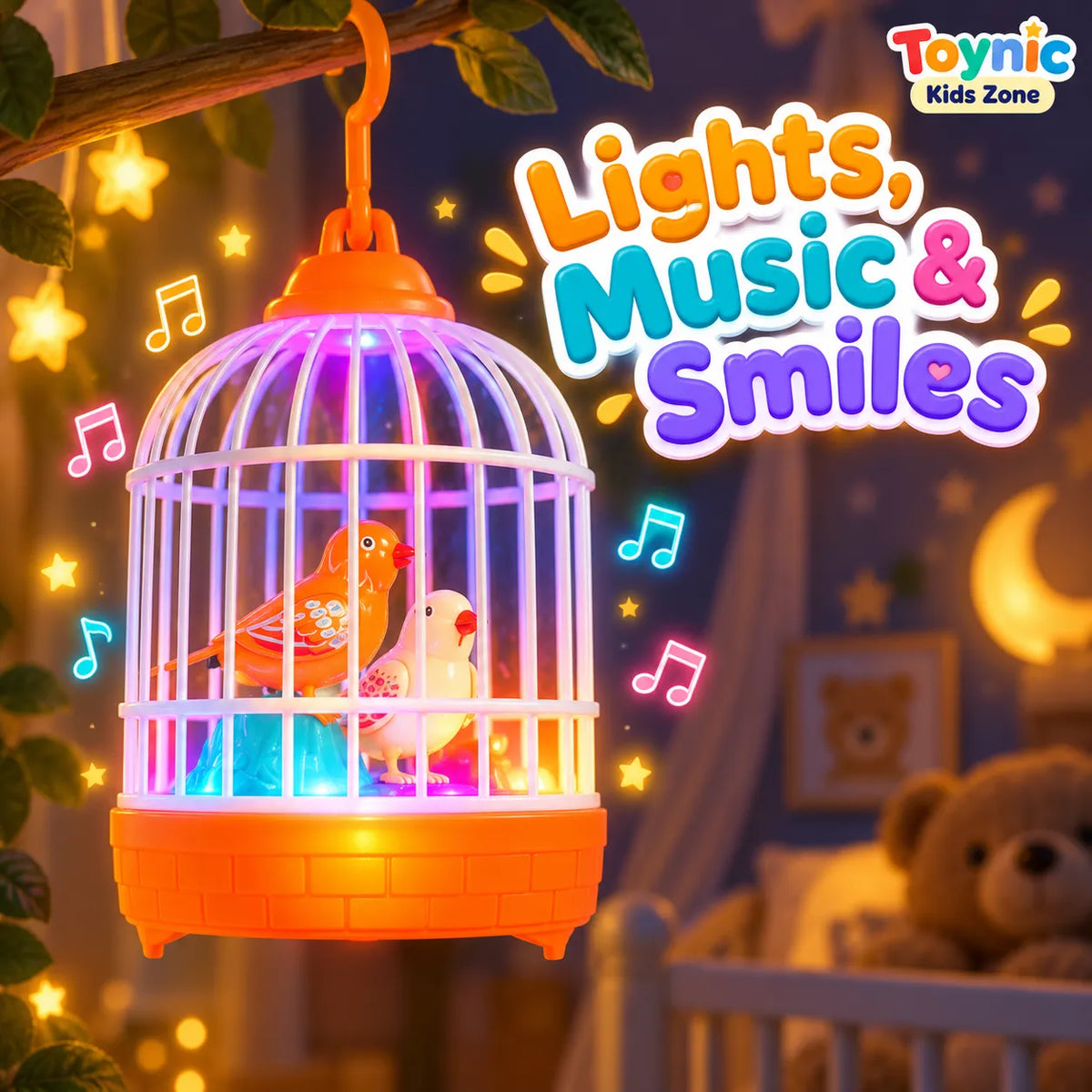 TweedleBird Singing Bird Cage Toy – Musical Light & Sound Sensory Toy | Toynic Kids Zone