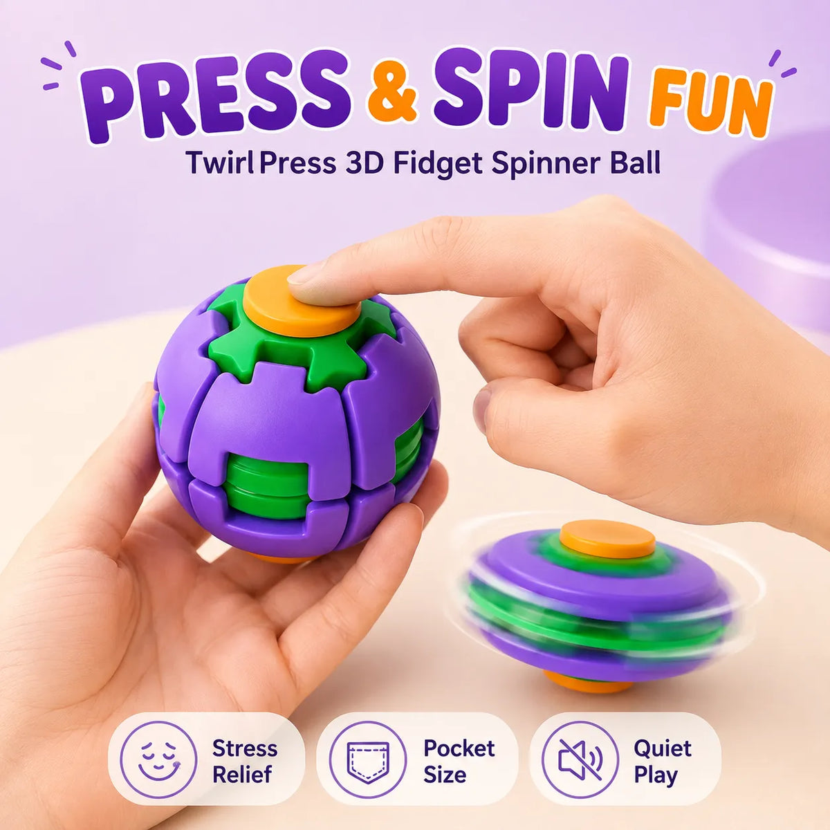 TwirlPress 3D Fidget Spinner Ball – Sensory Stress-Relief Toy